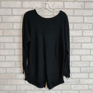 Kate & Mallory Womens Black Dressy Casual Sweater Zip Back + Forearms Size M